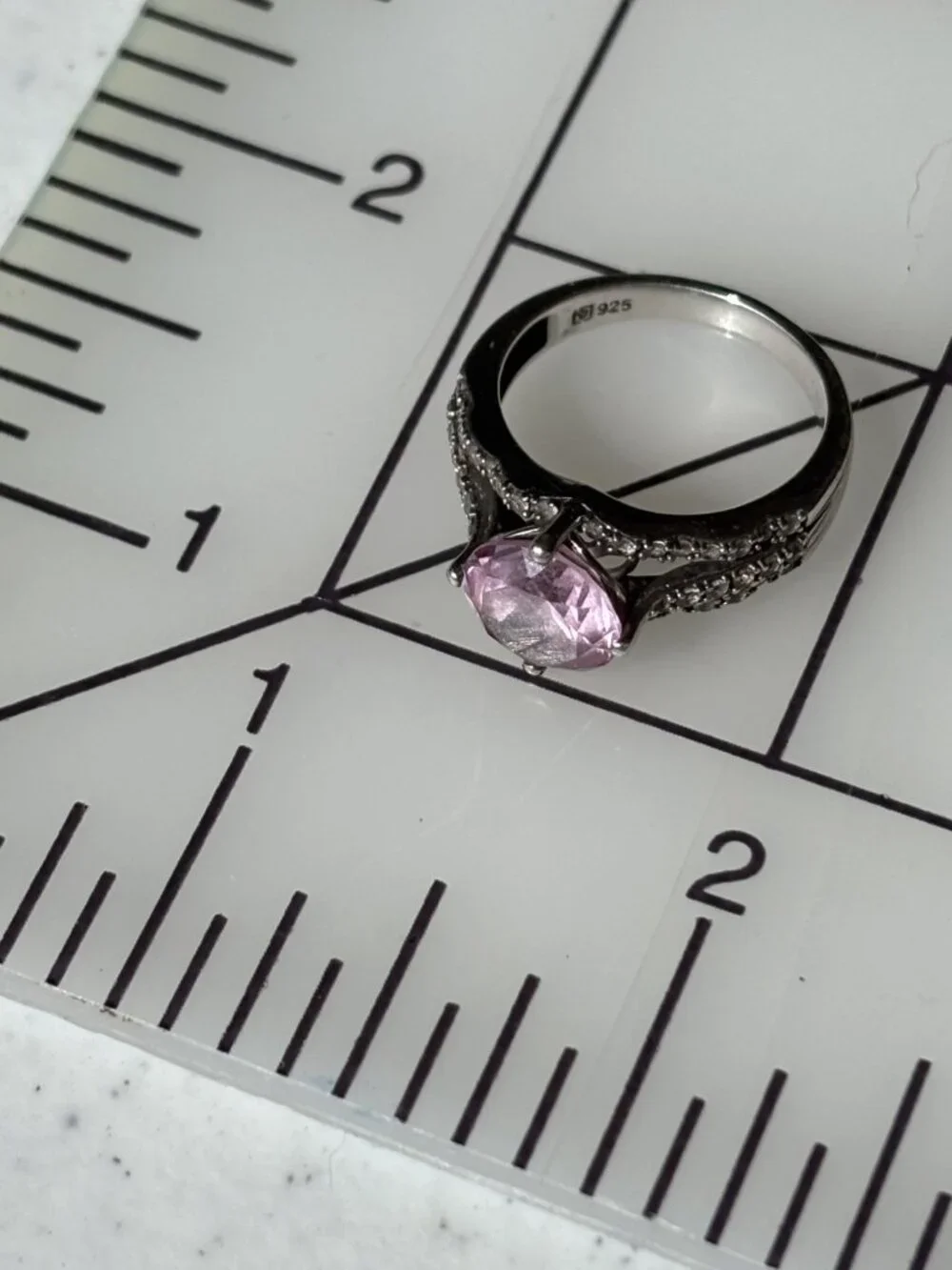 Sterling Silver 925 Pink Stone Ring Size 7 or 7.25